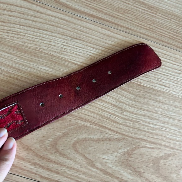 Brown Leather Aztec Southwestern Belt 36” - Picture 3 of 10